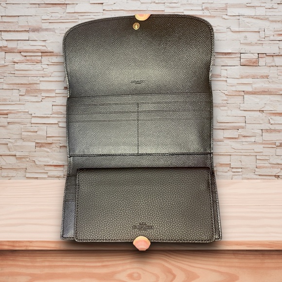 Coach Black Pebbled Leather Envelope Wallet w/ Checkbook Cover NWT - Picture 5 of 8